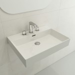 Milano Wall-Mounted Sink Fireclay 24 in. 3-Hole with Overflow in White