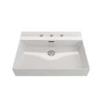 Milano Wall-Mounted Sink Fireclay 24 in. 3-Hole with Overflow in White