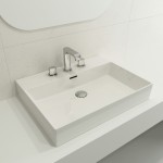 Milano Wall-Mounted Sink Fireclay 24 in. 3-Hole with Overflow in White