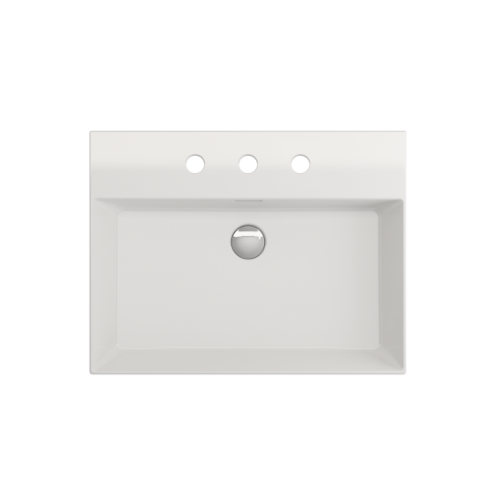 Milano Wall-Mounted Sink Fireclay 24 in. 3-Hole with Overflow in White