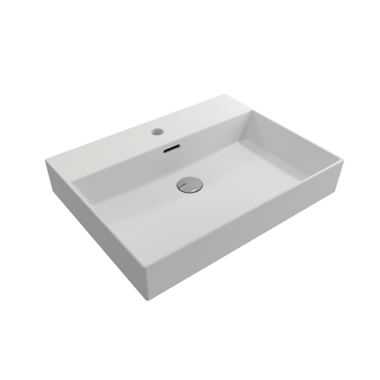 Milano Wall-Mounted Sink Fireclay 24 in. 1-Hole with Overflow in Matte White