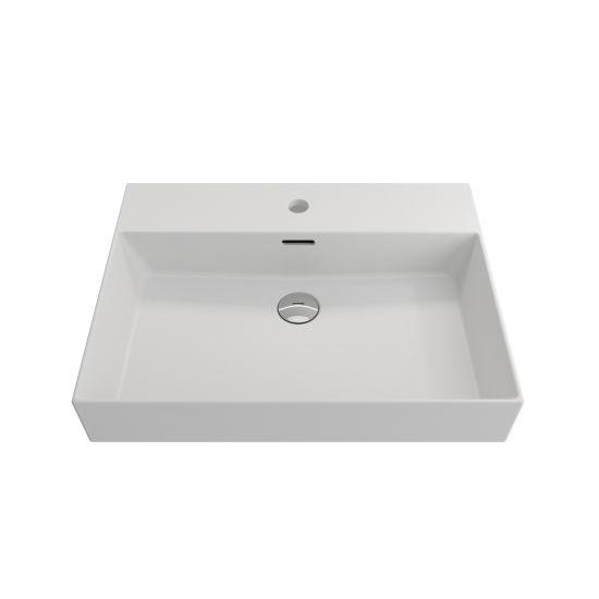 Milano Wall-Mounted Sink Fireclay 24 in. 1-Hole with Overflow in Matte White