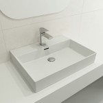 Milano Wall-Mounted Sink Fireclay 24 in. 1-Hole with Overflow in Matte White