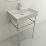 Milano Wall-Mounted Sink Fireclay 24 in. 1-Hole with Overflow in Matte White