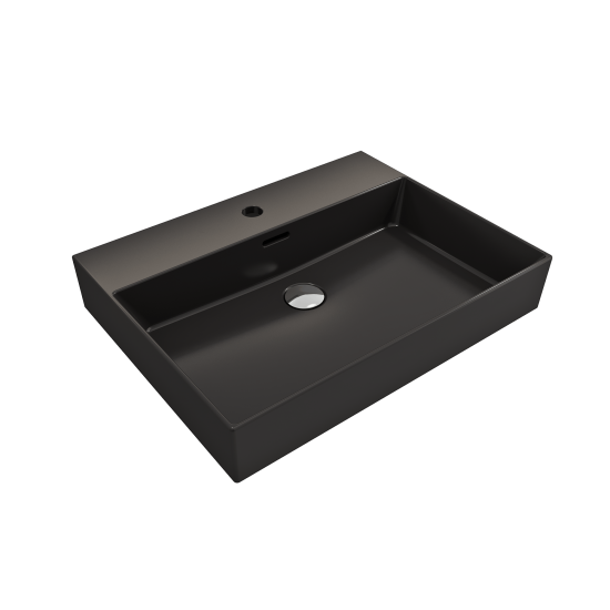 Milano Wall-Mounted Sink Fireclay 24 in. 1-Hole with Overflow in Matte Black