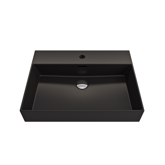 Milano Wall-Mounted Sink Fireclay 24 in. 1-Hole with Overflow in Matte Black