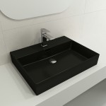 Milano Wall-Mounted Sink Fireclay 24 in. 1-Hole with Overflow in Matte Black