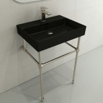 Milano Wall-Mounted Sink Fireclay 24 in. 1-Hole with Overflow in Matte Black