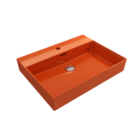 Milano Wall-Mounted Sink Fireclay 24 in. 1-Hole with Overflow in Orange