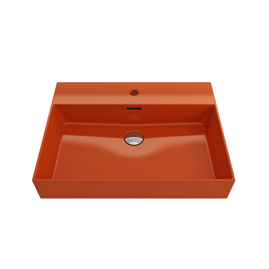 Milano Wall-Mounted Sink Fireclay 24 in. 1-Hole with Overflow in Orange