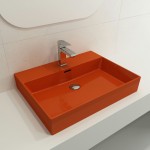 Milano Wall-Mounted Sink Fireclay 24 in. 1-Hole with Overflow in Orange