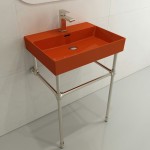 Milano Wall-Mounted Sink Fireclay 24 in. 1-Hole with Overflow in Orange