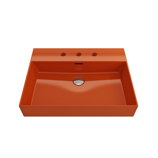 Milano Wall-Mounted Sink Fireclay 24 in. 3-Hole with Overflow in Orange