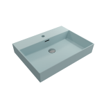 Milano Wall-Mounted Sink Fireclay 24 in. 1-Hole with Overflow in Matte Ice Blue