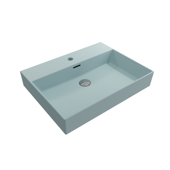 Milano Wall-Mounted Sink Fireclay 24 in. 1-Hole with Overflow in Matte Ice Blue