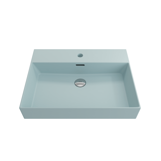 Milano Wall-Mounted Sink Fireclay 24 in. 1-Hole with Overflow in Matte Ice Blue
