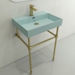Milano Wall-Mounted Sink Fireclay 24 in. 1-Hole with Overflow in Matte Ice Blue