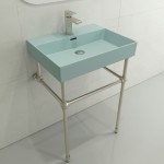 Milano Wall-Mounted Sink Fireclay 24 in. 1-Hole with Overflow in Matte Ice Blue