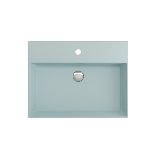 Milano Wall-Mounted Sink Fireclay 24 in. 1-Hole with Overflow in Matte Ice Blue