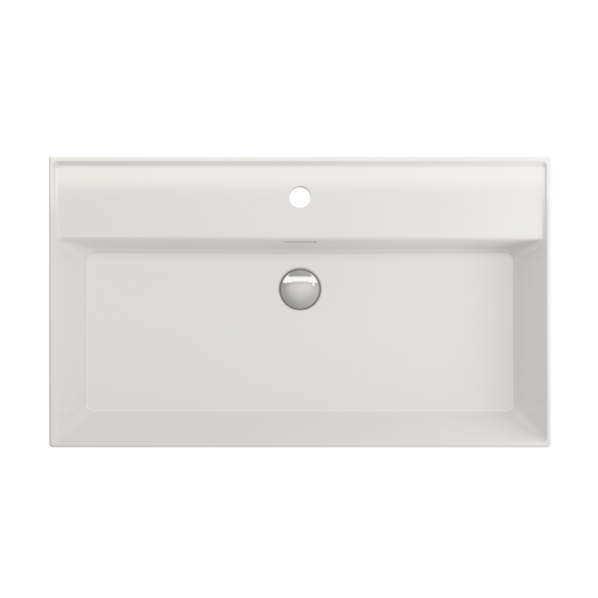 Milano Wall-Mounted Sink Fireclay 32 in. 1-Hole with Overflow in White