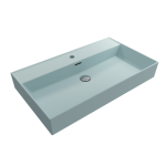 Milano Wall-Mounted Sink Fireclay 32 in. 1-Hole with Overflow in Matte Ice Blue