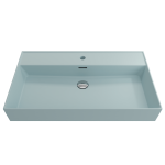 Milano Wall-Mounted Sink Fireclay 32 in. 1-Hole with Overflow in Matte Ice Blue