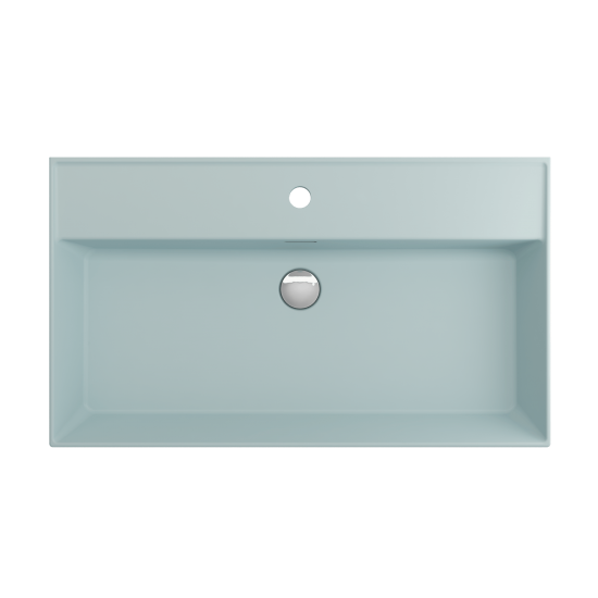 Milano Wall-Mounted Sink Fireclay 32 in. 1-Hole with Overflow in Matte Ice Blue