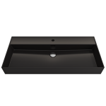 Milano Wall-Mounted Sink Fireclay 39.75 in. 1-Hole with Overflow in Matte Black