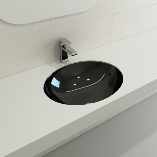 Parma Undermount Sink Fireclay 22 in with Overflow in Black