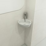 Milano Corner Sink Fireclay 12 in. 1-Hole with Overflow in Matte White