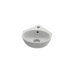 Milano Corner Sink Fireclay 12 in. 1-Hole with Overflow in Matte White