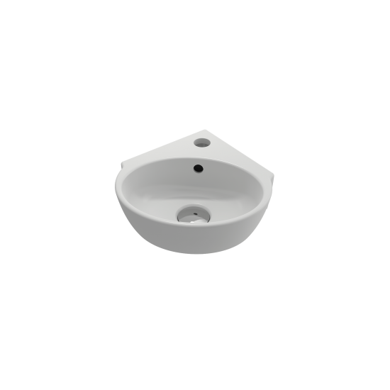 Milano Corner Sink Fireclay 12 in. 1-Hole with Overflow in Matte White