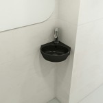 Milano Corner Sink Fireclay 12 in. 1-Hole with Overflow in Matte Black