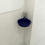 Milano Corner Sink Fireclay 12 in. 1-Hole with Overflow in Sapphire Blue