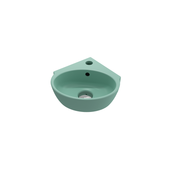 Milano Corner Sink Fireclay 12 in. 1-Hole with Overflow in Matte Mint Green