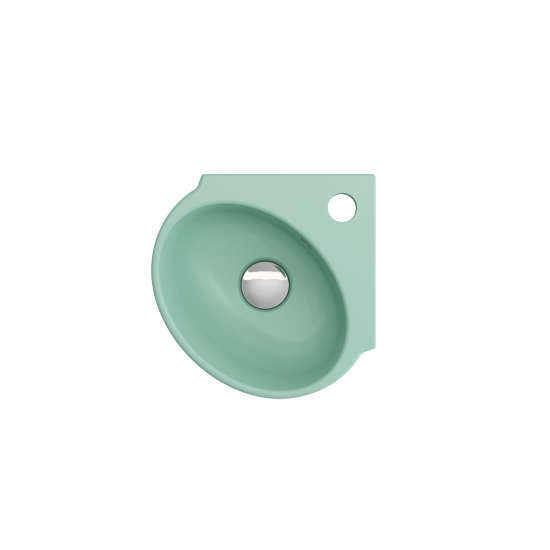 Milano Corner Sink Fireclay 12 in. 1-Hole with Overflow in Matte Mint Green