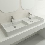 Milano Wall-Mounted Sink Fireclay 47.75 in. Double Bowl in Matte White