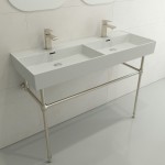 Milano Wall-Mounted Sink Fireclay 47.75 in. Double Bowl in Matte White