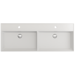 Milano Wall-Mounted Sink Fireclay 47.75 in. Double Bowl in Matte White