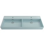 Milano Wall-Mounted Sink Fireclay 47.75 in. Double Bowl in Matte Ice Blue