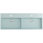 Milano Wall-Mounted Sink Fireclay 47.75 in. Double Bowl in Matte Ice Blue