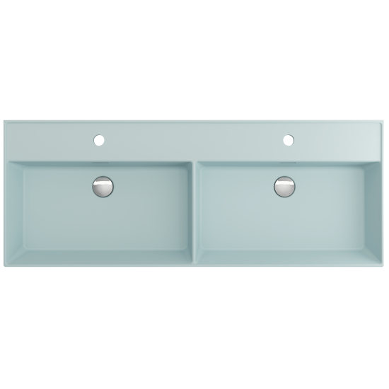 Milano Wall-Mounted Sink Fireclay 47.75 in. Double Bowl in Matte Ice Blue