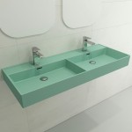 Milano Wall-Mounted Sink Fireclay 47.75 in. Double Bowl in Matte Mint Green