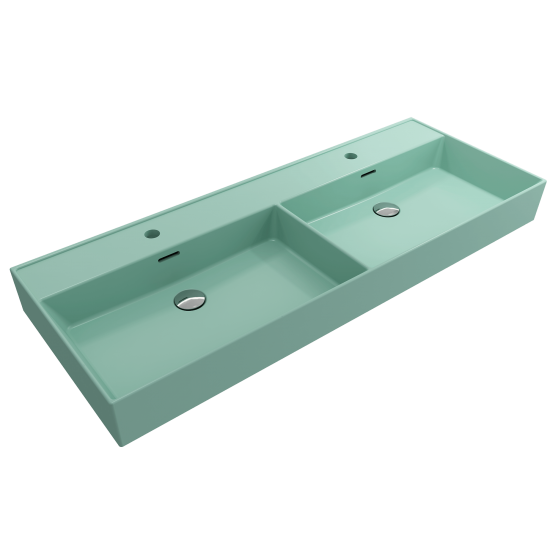 Milano Wall-Mounted Sink Fireclay 47.75 in. Double Bowl in Matte Mint Green