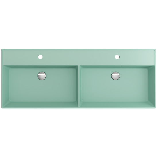 Milano Wall-Mounted Sink Fireclay 47.75 in. Double Bowl in Matte Mint Green