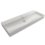 Milano Wall-Mounted Sink Fireclay 47.75 in. 1-Hole with Overflow in White