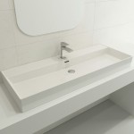 Milano Wall-Mounted Sink Fireclay 47.75 in. 1-Hole with Overflow in White
