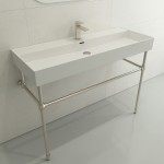 Milano Wall-Mounted Sink Fireclay 47.75 in. 1-Hole with Overflow in White