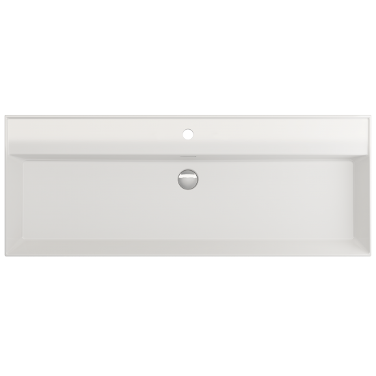 Milano Wall-Mounted Sink Fireclay 47.75 in. 1-Hole with Overflow in White