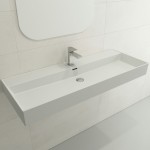 Milano Wall-Mounted Sink Fireclay 47.75 in. 1-Hole with Overflow in Matte White